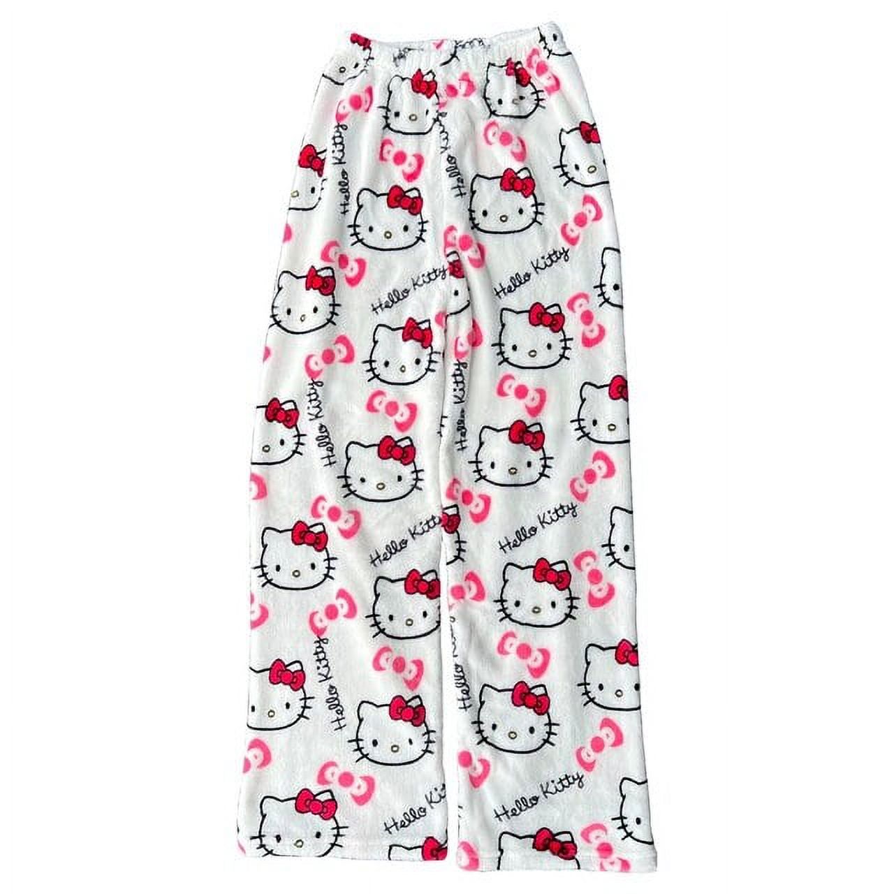 Cute Hello Kitty Pajama Pants Christmas Sanrio Anime Y2k Cartoon Flannel Soft Kawaii Women Casual Home Trousers Festival Gifts
